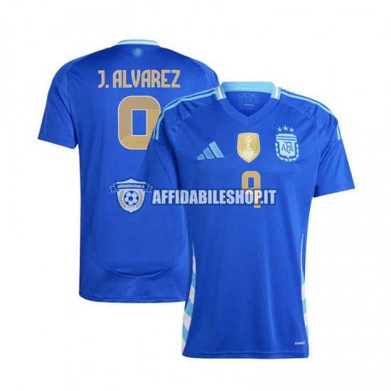 Maglia Argentina Julian Alvarez 9 Copa America 2024 Uomo Manica Corta, Gara Away