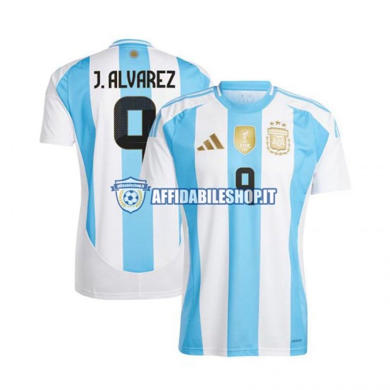 Maglia Argentina Julian Alvarez 9 Copa America 2024 Uomo Manica Corta, Gara Home