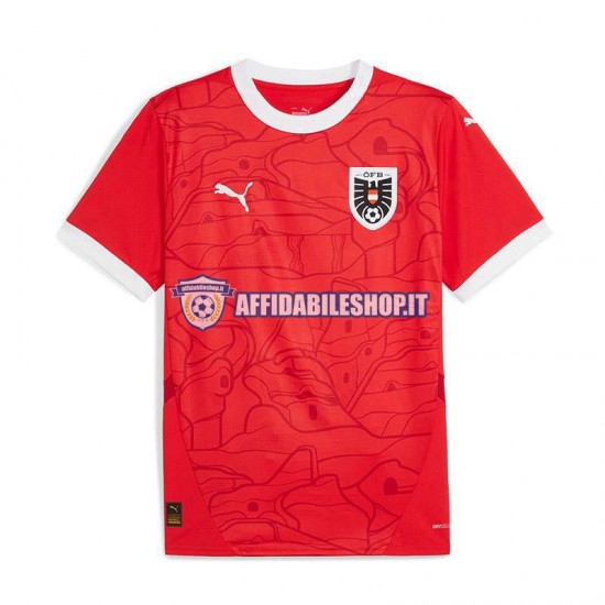 Maglia Austria Rosso Euro 2024 Uomo Manica Corta, Gara Home