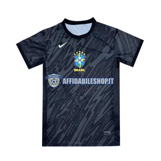 Maglia Brasile Portiere Nero Copa America 2024 Uomo Manica Corta, Gara Away