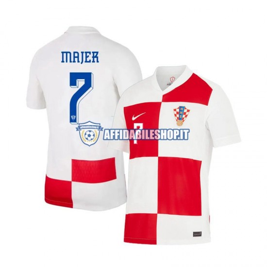 Maglia Croazia Lovro Majer 7 Euro 2024 Uomo Manica Corta, Gara Home