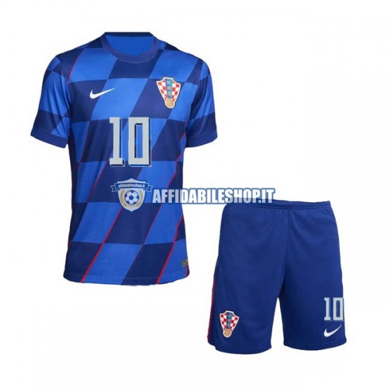 Maglia Croazia Modrić Luca 10 Euro 2024 Bambino 3-13 anni Manica Corta, Gara Away