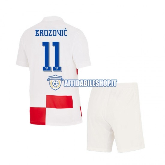 Maglia Croazia Marcelo Brozovic 11 Euro 2024 Bambino 3-13 anni Manica Corta, Gara Home