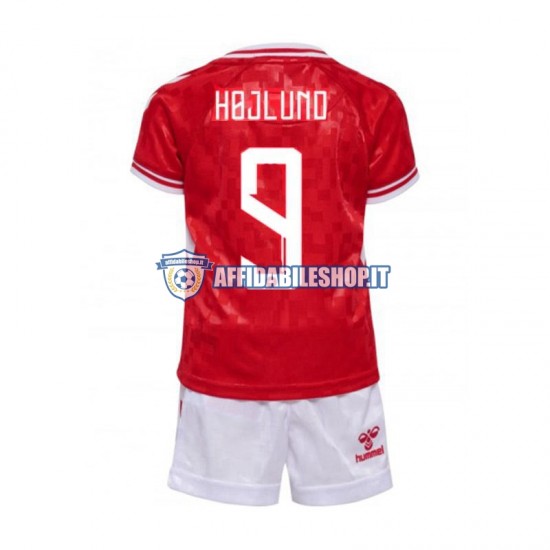 Maglia Danimarca Hojlund 9 Euro 2024 Bambino 3-13 anni Manica Corta, Gara Home