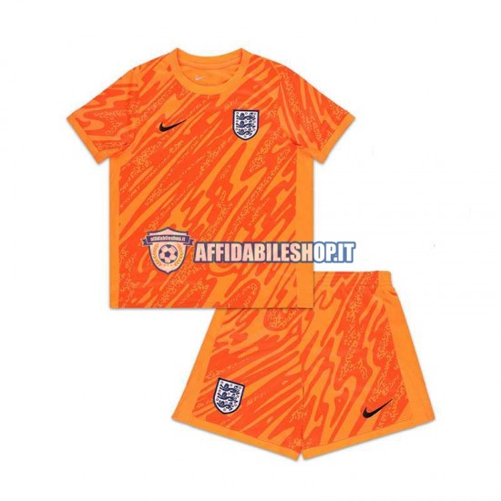 Maglia Inghilterra Portiere Arancia Euro 2024 Bambino 3-13 anni Manica Corta, Gara Home