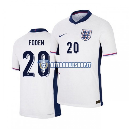 Maglia Inghilterra Phil Foden 20 Euro 2024 Uomo Manica Corta, Gara Home