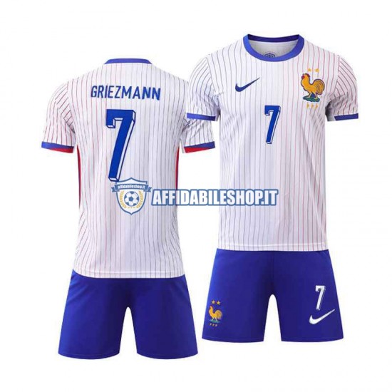 Maglia Francia Antoine Griezmann 7 Euro 2024 Bambino 3-13 anni Manica Corta, Gara Away