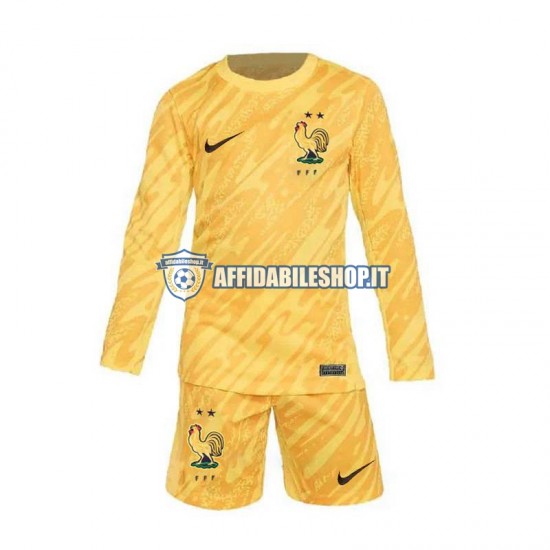 Maglia Francia Portiere Giallo Euro 2024 Bambino 3-13 anni Manica Lunga, Gara Home