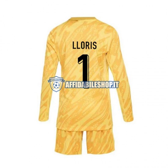 Maglia Francia Portiere Giallo Hugo Lloris 1 Euro 2024 Bambino 3-13 anni Manica Lunga, Gara Home