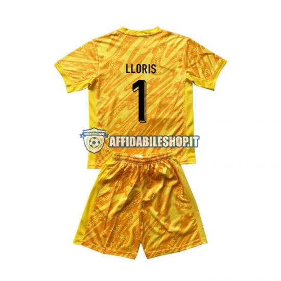 Maglia Francia Portiere Giallo Hugo Lloris 1 Euro 2024 Bambino 3-13 anni Manica Corta, Gara Home