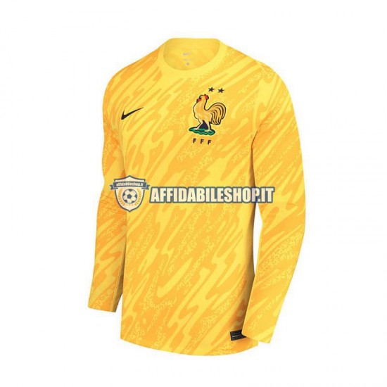 Maglia Francia Portiere Giallo Euro 2024 Uomo Manica Lunga, Gara Home