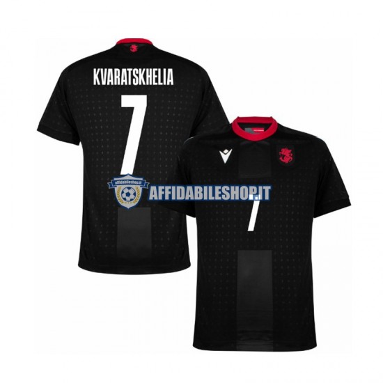 Maglia Nero Georgia Kvaratskhelia 7 Euro 2024 Uomo Manica Corta, Gara Away