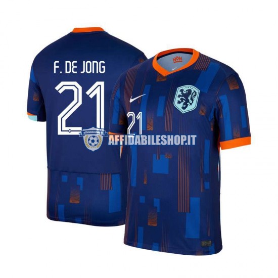 Maglia Paesi Bassi Frenkie de Jong 21 Euro 2024 Uomo Manica Corta, Gara Away