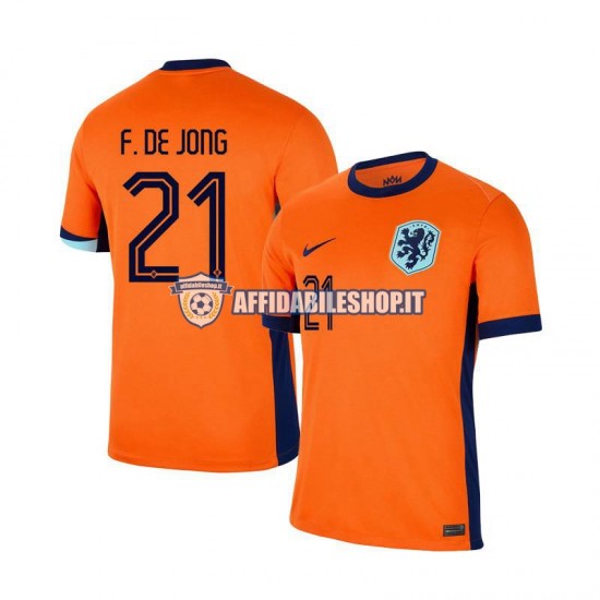 Maglia Paesi Bassi Frenkie de Jong 21 Euro 2024 Uomo Manica Corta, Gara Home