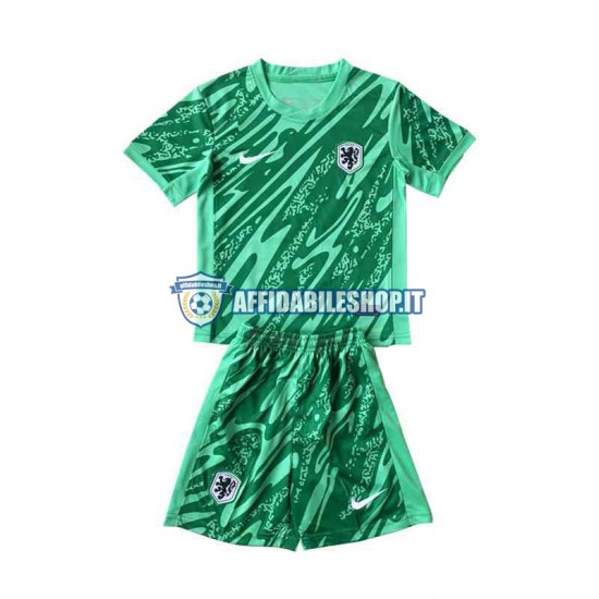 Maglia Paesi Bassi Portiere Verde Euro 2024 Bambino 3-13 anni Manica Corta, Gara Home