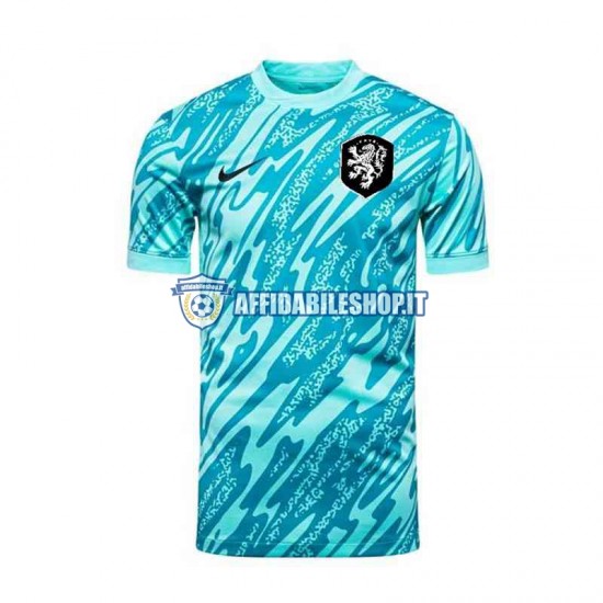 Maglia Paesi Bassi Portiere Blu Euro 2024 Uomo Manica Corta, Gara Terza