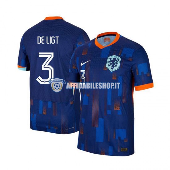 Maglia Paesi Bassi Matthijs de Ligt 3 Euro 2024 Uomo Manica Corta, Gara Away