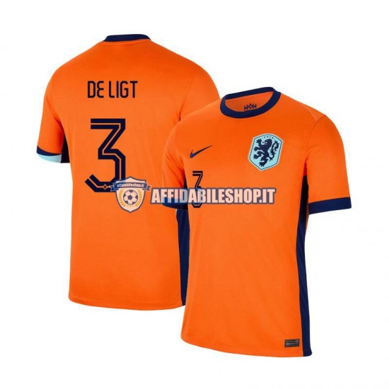 Maglia Paesi Bassi Matthijs de Ligt 3 Euro 2024 Uomo Manica Corta, Gara Home