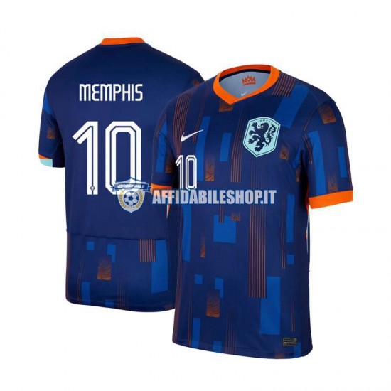 Maglia Paesi Bassi Memphis Depay 10 Euro 2024 Uomo Manica Corta, Gara Away