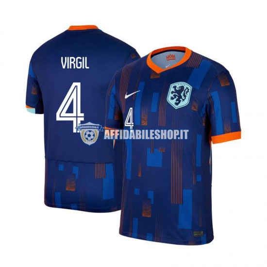 Maglia Paesi Bassi Virgil van Dijk 4 Euro 2024 Uomo Manica Corta, Gara Away