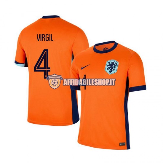 Maglia Paesi Bassi Virgil van Dijk 4 Euro 2024 Uomo Manica Corta, Gara Home