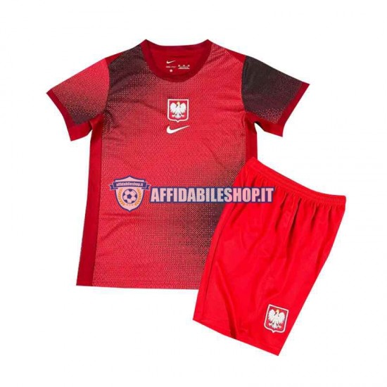 Maglia Polonia Euro 2024 Bambino 3-13 anni Manica Corta, Gara Away