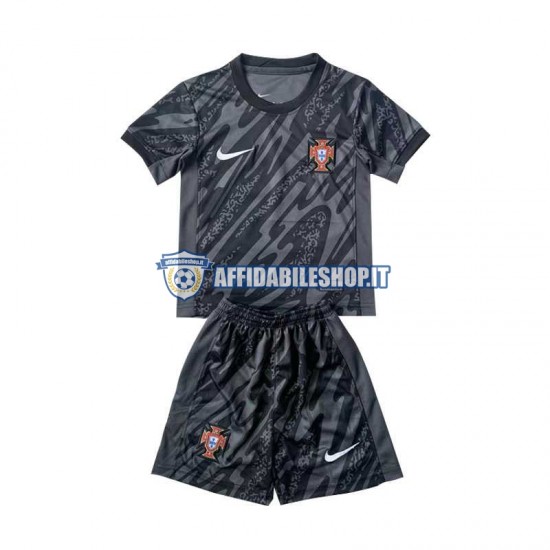 Maglia Portogallo Portiere Nero Euro 2024 Bambino 3-13 anni Manica Corta, Gara Away