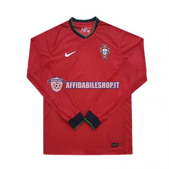 Maglia Portogallo Rosso Euro 2024 Uomo Manica Lunga, Gara Home