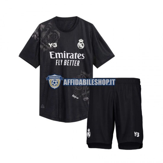 Maglia Real Madrid Portiere Nero Y3 2023-2024 Bambino 3-13 anni Manica Corta, Gara Quarto