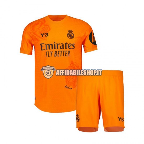 Maglia Real Madrid Portiere Arancia Y3 2023-2024 Bambino 3-13 anni Manica Corta, Gara Terza