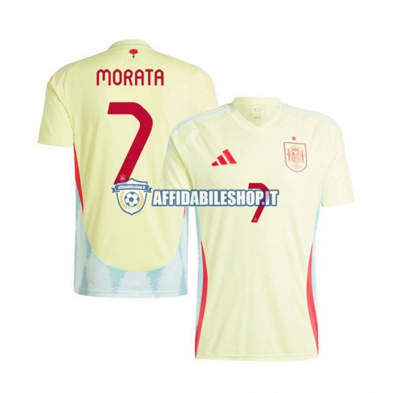 Maglia Spagna Alvaro Morata 7 Euro 2024 Uomo Manica Corta, Gara Away