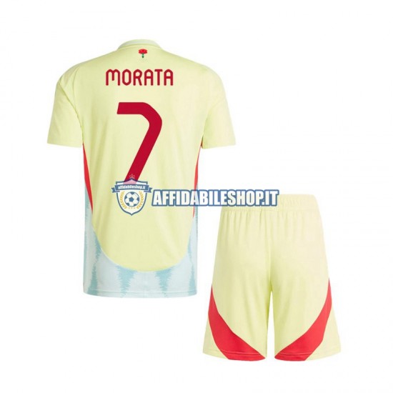 Maglia Spagna Alvaro Morata 7 Euro 2024 Bambino 3-13 anni Manica Corta, Gara Away