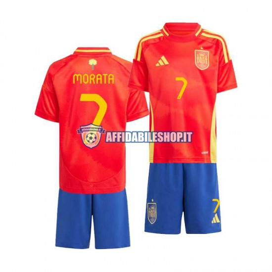 Maglia Spagna Alvaro Morata 7 Euro 2024 Bambino 3-13 anni Manica Corta, Gara Home