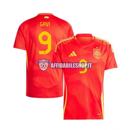 Maglia Spagna Gavi 9 Euro 2024 Uomo Manica Corta, Gara Home