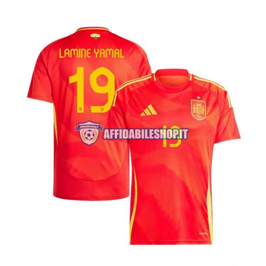 Maglia Spagna Lamine Yamal 19 Euro 2024 Uomo Manica Corta, Gara Home