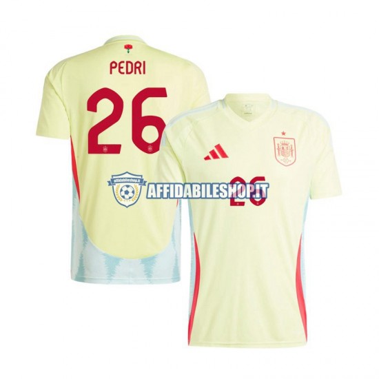 Maglia Spagna Pedri 26 Euro 2024 Uomo Manica Corta, Gara Away