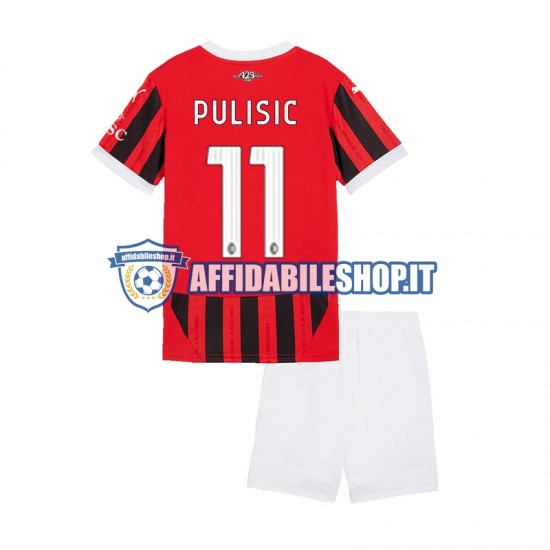 Maglia AC Milan Christian Pulisic 11 2024-2025 Bambino 3-13 anni Manica Corta, Gara Home