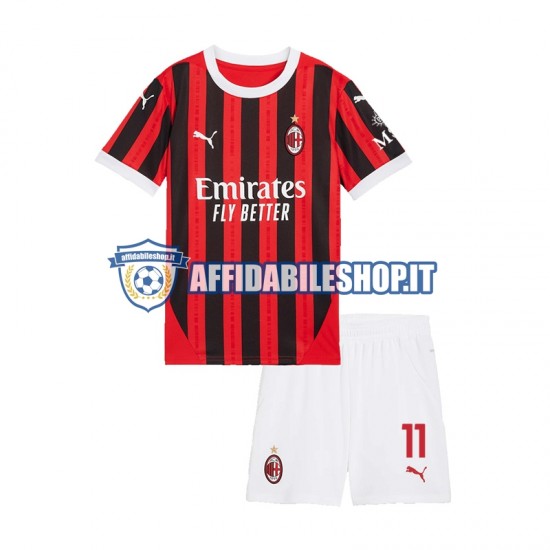 Maglia AC Milan Christian Pulisic 11 2024-2025 Bambino 3-13 anni Manica Corta, Gara Home