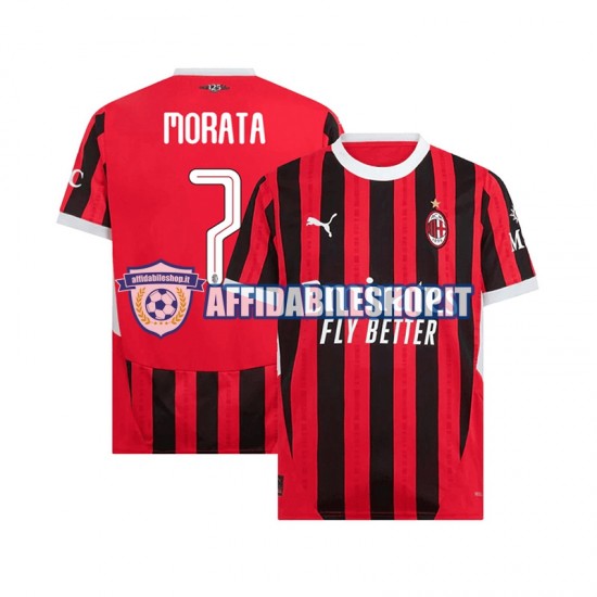 Maglia AC Milan UCL Font MORATA 7 2024-2025 Uomo Manica Corta, Gara Home