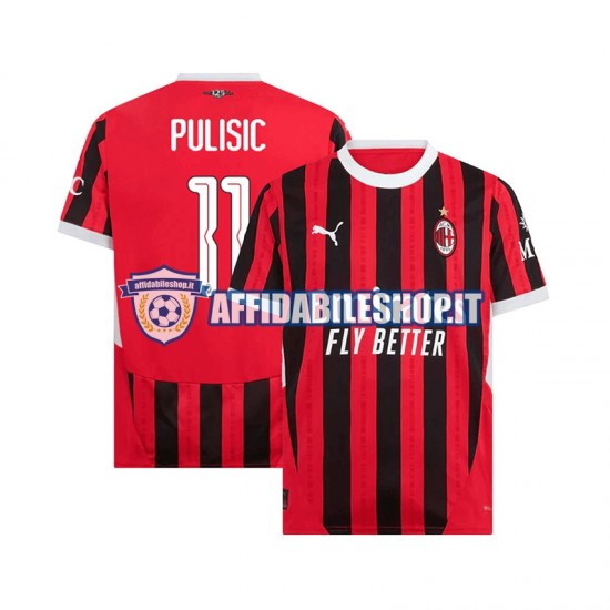 Maglia AC Milan UCL Font PULISIC 11 2024-2025 Uomo Manica Corta, Gara Home