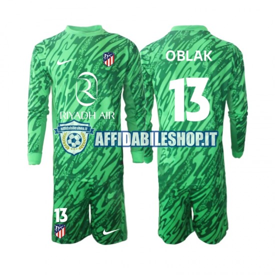 Maglia Atlético Madrid Portiere Jan Oblak 13 2024-2025 Bambino 3-13 anni Manica Lunga, Gara Away