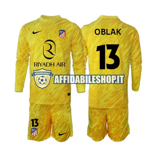 Maglia Atlético Madrid Portiere Jan Oblak 13 2024-2025 Bambino 3-13 anni Manica Lunga, Gara Terza