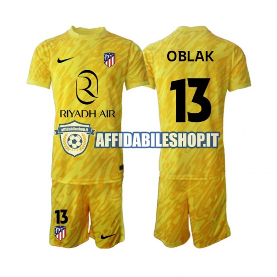 Maglia Atlético Madrid Portiere Jan Oblak 13 2024-2025 Bambino 3-13 anni Manica Corta, Gara Terza