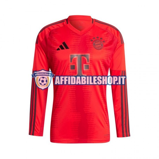 Maglia FC Bayern München Rosso 2024-2025 Uomo Manica Lunga, Gara Home