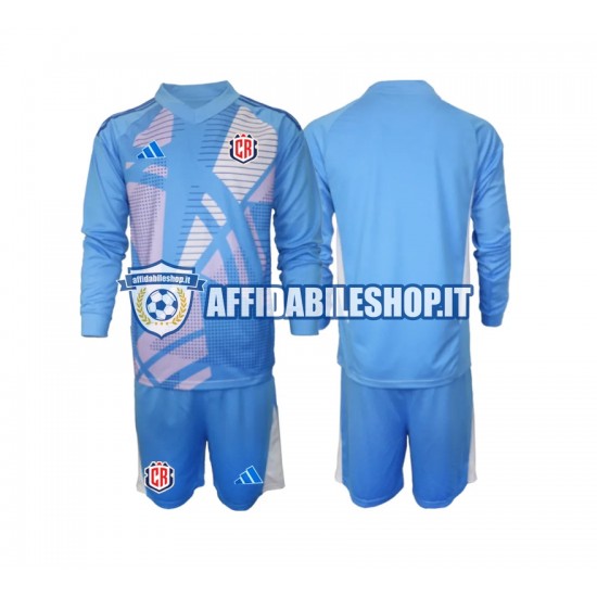 Maglia Costa Rica Portiere Blu 2024 Bambino 3-13 anni Manica Lunga, Gara Home