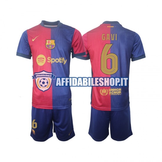 Maglia FC Barcelona UCL Font Gavi 6 2024-2025 Bambino 3-13 anni Manica Corta, Gara Home