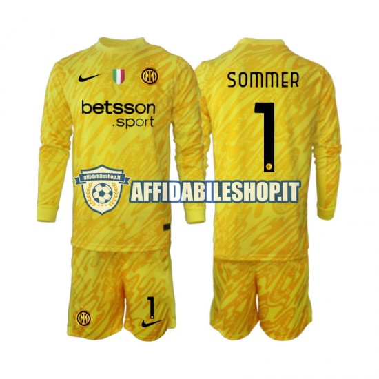 Maglia Inter Milan Portiere Yann Sommer 1 2024-2025 Bambino 3-13 anni Manica Lunga, Gara Away