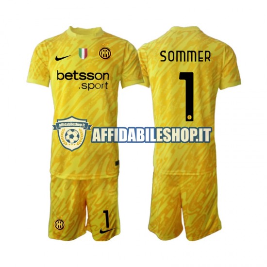 Maglia Inter Milan Portiere Yann Sommer 1 2024-2025 Bambino 3-13 anni Manica Corta, Gara Away