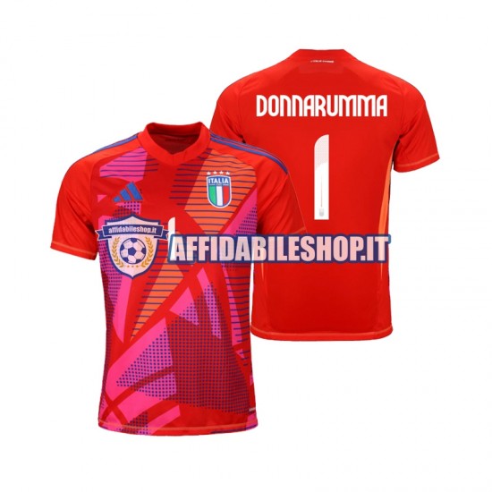 Maglia Italia Portiere Rosso Gianluigi Donnarumma 1 Euro 2024 Uomo Manica Corta, Gara Terza