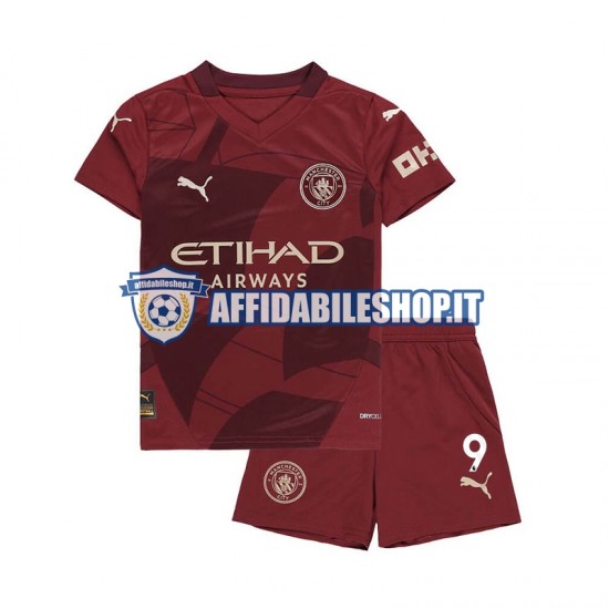 Maglia Manchester City Erling Haaland 9 2024-2025 Bambino 3-13 anni Manica Corta, Gara Terza